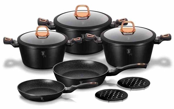 Sada nádobí s mramorovým povrchem 10 ks Black Rose Collection