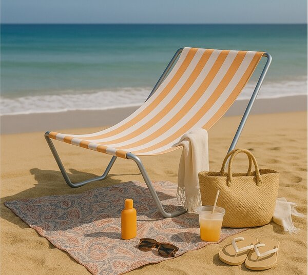 Skládací plážové lehátko SAND, oranžové pruhy