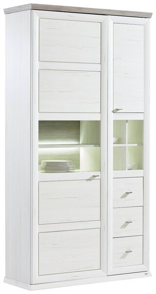 VITRÍNA, šedá, bílá, 110/209/43 cm Hom`in - Kredence a vitríny