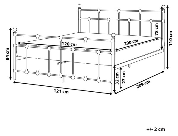 Postel Kov LYNX 120 x 200 cm Černá