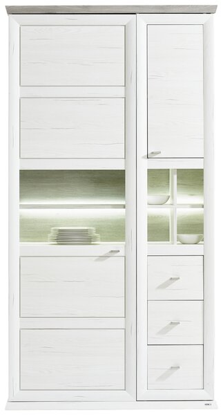 VITRÍNA, šedá, bílá, 110/209/43 cm Hom`in - Kredence a vitríny