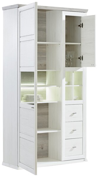 VITRÍNA, šedá, bílá, 110/209/43 cm Hom`in - Kredence a vitríny