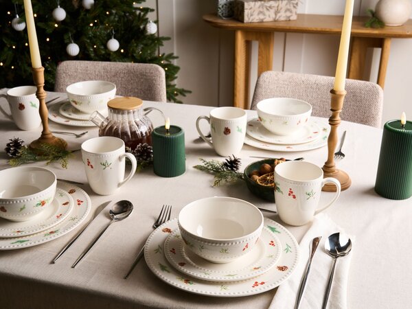 Sada 16 kusů nádobí MARJORAM Porcelán Bílá