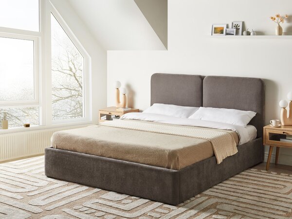 Postel s úložným prostorem ARBOIS Žinylka Taupe 160 x 200 cm