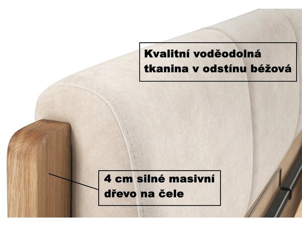 Postel s úložným prostorem včetně roštu 140x200 ATLANTA typ 14 dub pálený, látka D'ORO 5114 Ecru