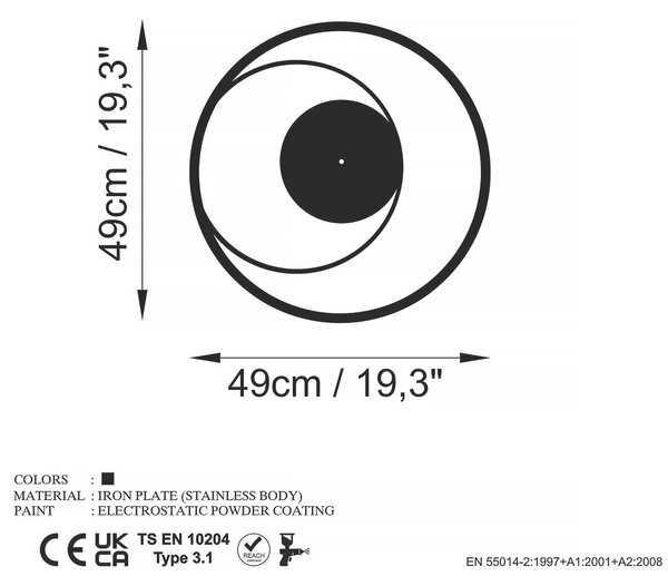 NÁSTĚNNÉ HODINY černá 49/49/0,15 cm - Nástěnné hodiny, Online Only