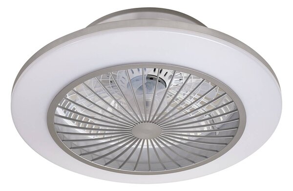 Lindby Stropní ventilátor LED Mamuti, stříbrný, tichý, Ø 55 cm, stmívatelný, Hliník / šedá / zinek, Obývací pokoj / jídelna, Hliník, Moderní
