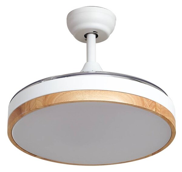 Lindby Stropní ventilátor LED Oras, bílý, DC, tichý, Ø 107 cm, Bílá / opál, Obývací pokoj / jídelna, kov, Moderní