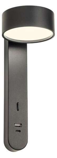 Redo 01-4643 - LED Nástěnné svítidlo SADES LED/6W/230V CRI 90 USB černá