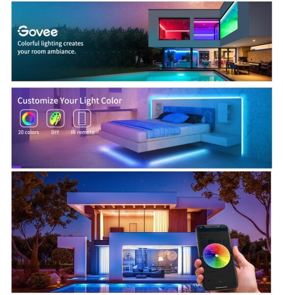 Govee - LED RGB Stmívatelný pásek SMART LED/36W/24V 10m Wi-Fi