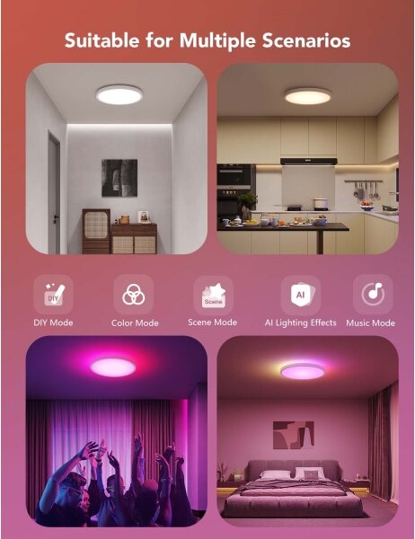 Govee - LED RGBICWW Stmív. stropní svítidlo LED/29W/230V pr. 30cm Matter Wi-Fi