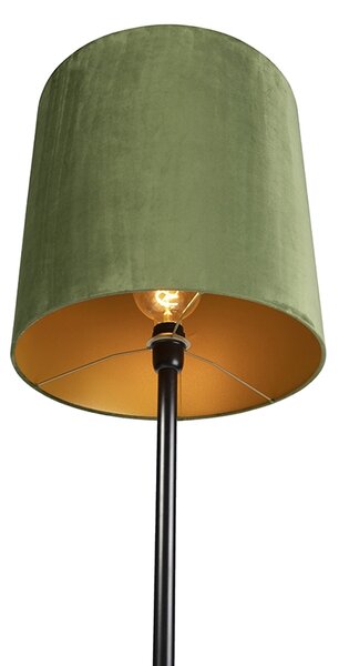 Stojací lampa botanická černá se zeleným stínítkem 40 cm - Simplo