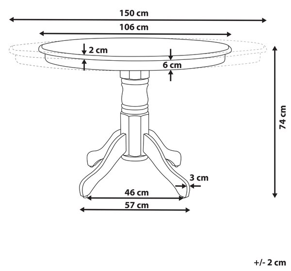 Rozkládací jídelní stůl AKRON Černá 106/150 cm 106 cm
