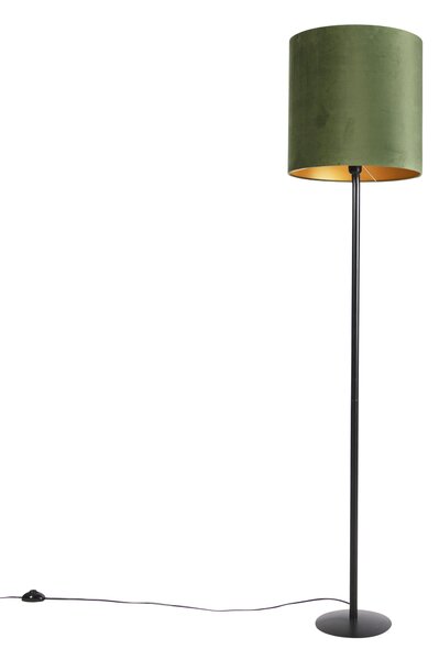 Stojací lampa botanická černá se zeleným stínítkem 40 cm - Simplo