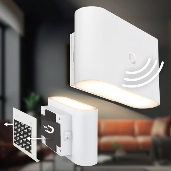 Briloner 3878016 - LED Nab nást svít se senz CHAT LED/3W/5V 2000 mAh bílá