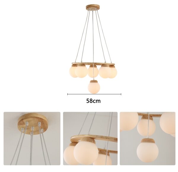 Brilagi - Lustr na lanku VISBY WOOD 6xE27/60W/230V pr. 58 cm dřevo