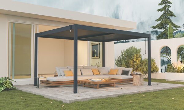 Hliníková bioklimatická pergola s lamelami BestBerg BBP-12G / 4 x 3 m / šedá