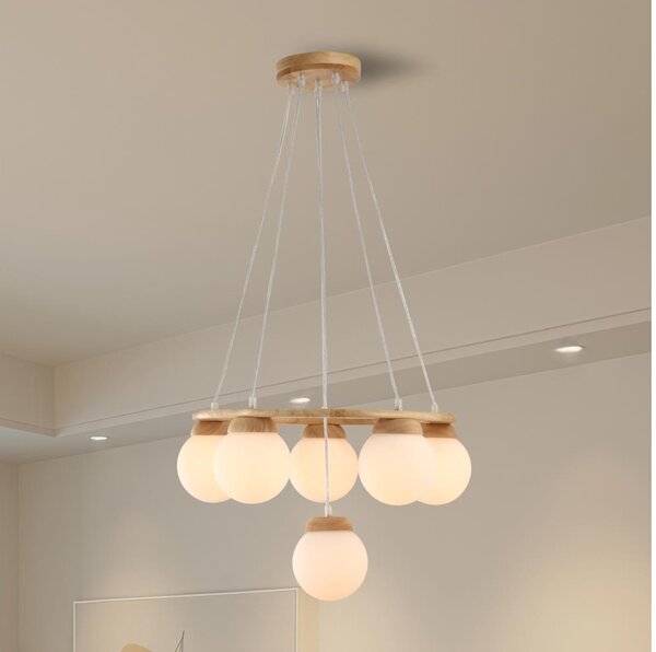 Brilagi - Lustr na lanku VISBY WOOD 6xE27/60W/230V pr. 58 cm dřevo