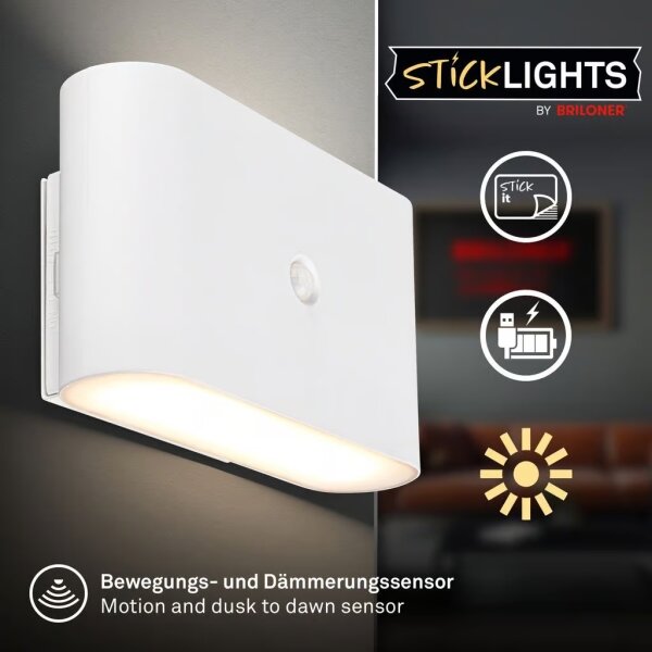Briloner 3878016 - LED Nab nást svít se senz CHAT LED/3W/5V 2000 mAh bílá