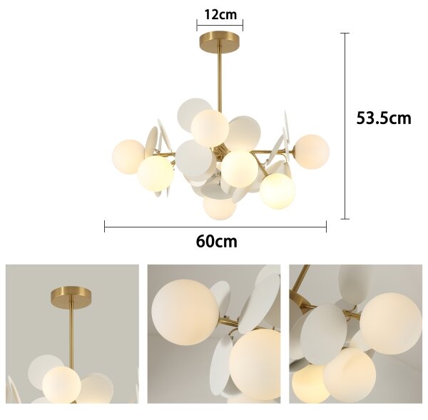 Brilagi - Lustr na tyči BALMO 8xG9/9W/230V pr. 60 cm zlatá/bílá