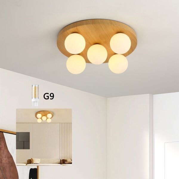 Brilagi - Stropní svítidlo LUND WOOD 5xG9/9W/230V pr. 40 cm dřevo
