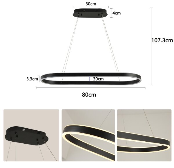 Brilagi - LED Lustr na lanku PONDIE LED/43W/230V 80x30 cm černá