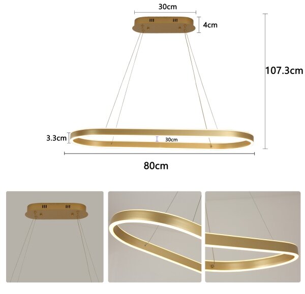 Brilagi - LED Lustr na lanku PONDIE LED/44W/230V 80x30 cm zlatá