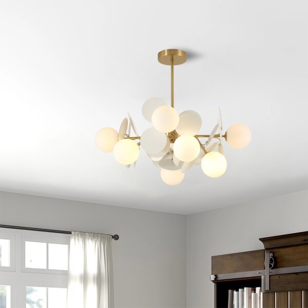 Brilagi - Lustr na tyči BALMO 8xG9/9W/230V pr. 60 cm zlatá/bílá