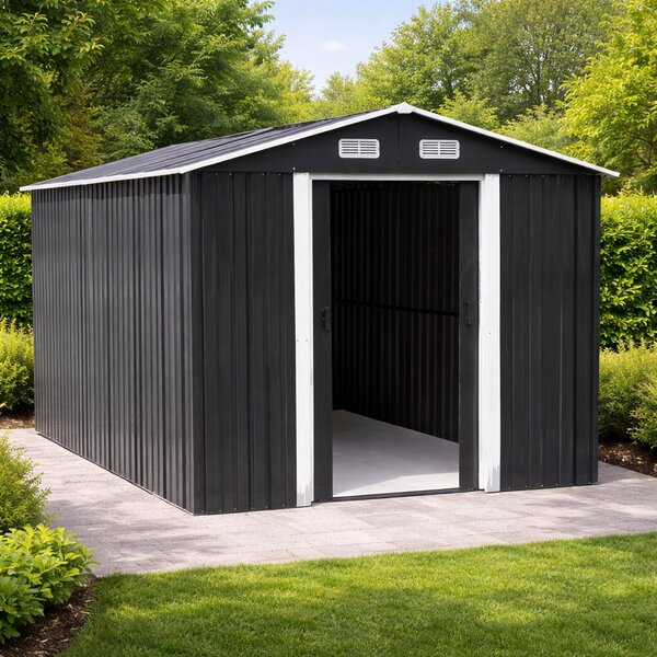 Zahradní domek BestBerg BBSH-1208A / 10,1 m² / 389 x 260 x 202 cm / antracit/bílá