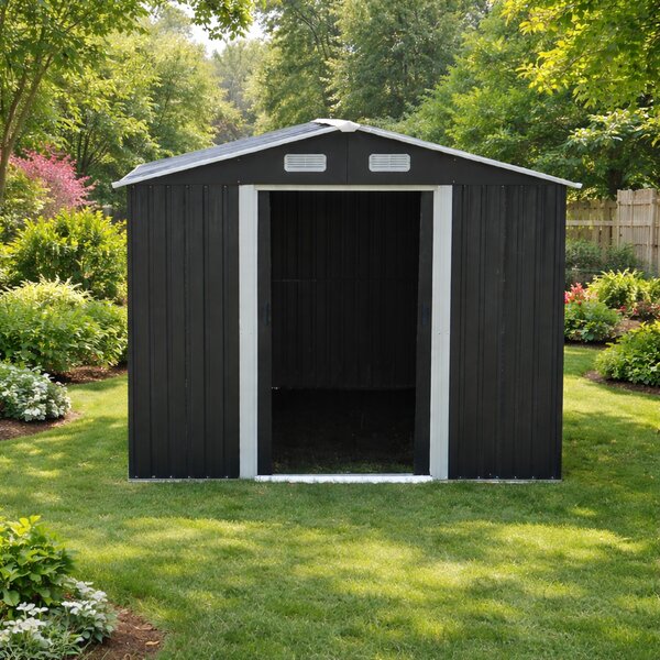 Zahradní domek BestBerg BBSH-1113A / 13,3 m² / 342,5 x 389 x 202 cm / antracit/bílá