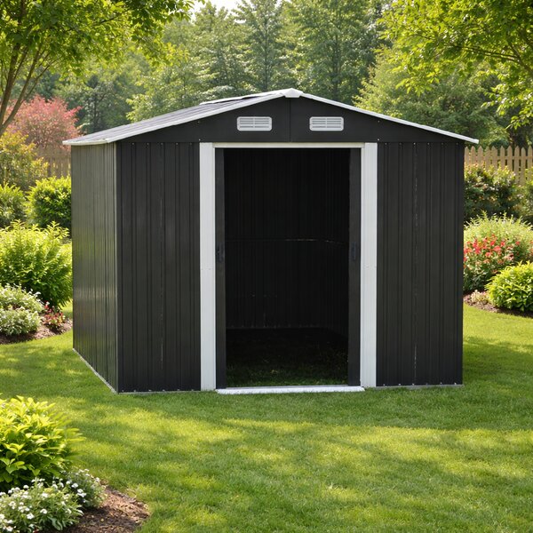 Zahradní domek BestBerg BBSH-1113A / 13,3 m² / 342,5 x 389 x 202 cm / antracit/bílá