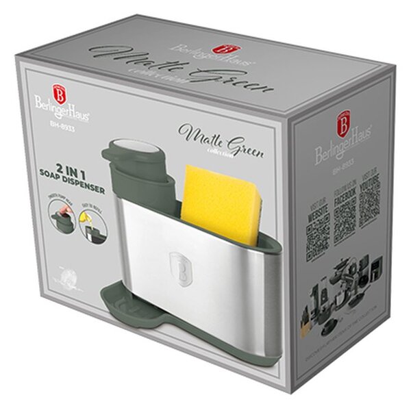 BERLINGERHAUS Dávkovač mycího prostředku 2 v 1 Matte Green Collection BH-8933