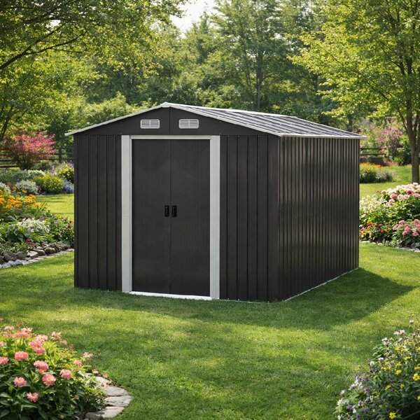 Zahradní domek BestBerg BBSH-1113A / 13,3 m² / 342,5 x 389 x 202 cm / antracit/bílá