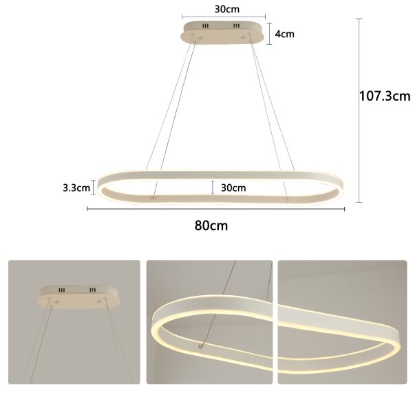 Brilagi - LED Lustr na lanku PONDIE LED/45W/230V 80x30 cm bílá