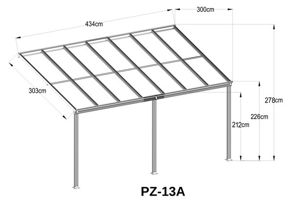 Hliníková pergola BestBerg PZ-13A / 13 m² / šedá