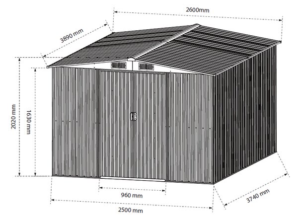 Zahradní domek BestBerg BBSH-1208W / 10,1 m² / 389 x 260 x 202 cm / dekor dřeva/hnědá