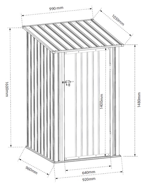 Zahradní domek BestBerg BBSH-001G / 0,93 m² / 90 x 160 x 103 cm / šedá