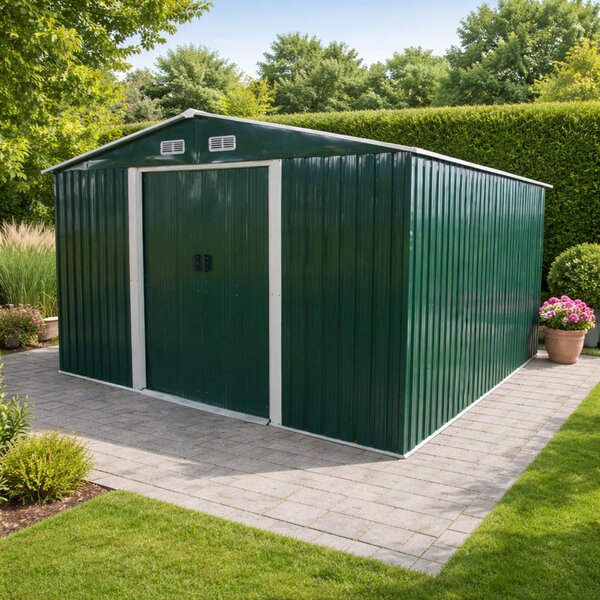 Zahradní domek BestBerg BBSH-1113GR / 13,3 m² / 342,5 x 389 x 202 cm / zelená