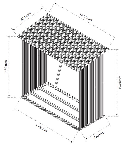 Zahradní dřevník BestBerg BBSH-F001W / 1,35 m²/ 163 x 83 x 154 cm / dekor dřeva/hnědá