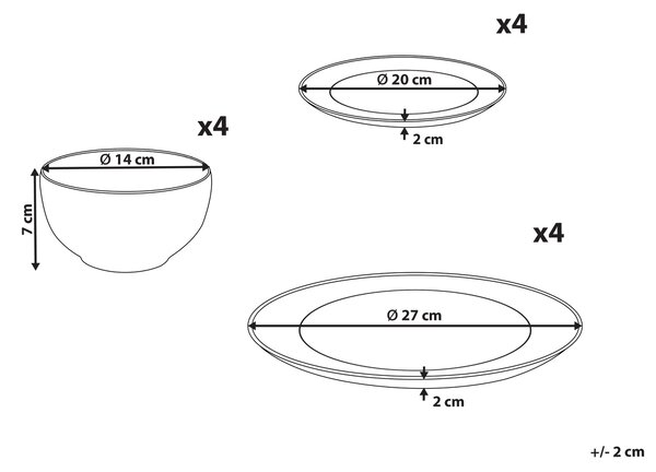 Sada 12 kusů nádobí SAFFRON Porcelán Bílá