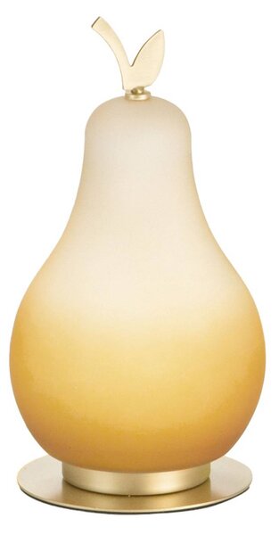 Stolní lampa Wilma LED, oranžová/mosaz, ve tvaru žárovky, stmívatelná