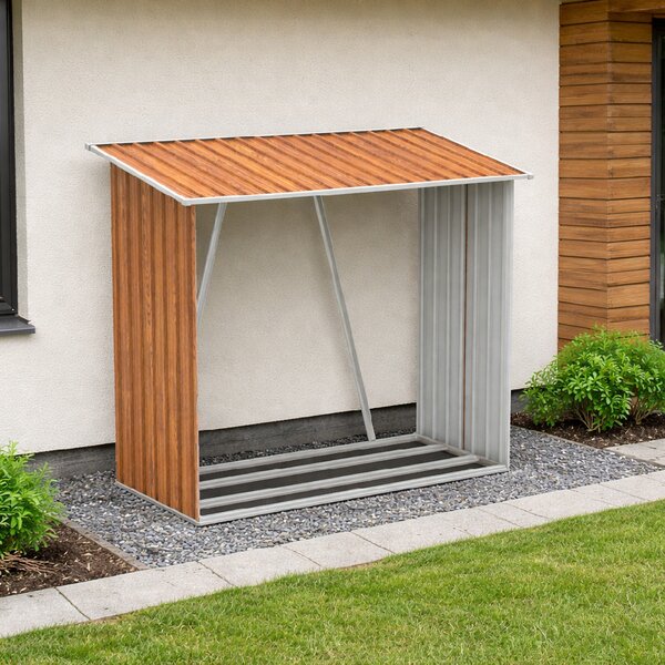Zahradní dřevník BestBerg BBSH-F002W / 1,8 m²/ 217 x 83 x 154 cm / dekor dřeva/hnědá