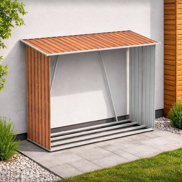 Zahradní dřevník BestBerg BBSH-F001W / 1,35 m²/ 163 x 83 x 154 cm / dekor dřeva/hnědá