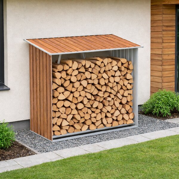 Zahradní dřevník BestBerg BBSH-F002W / 1,8 m²/ 217 x 83 x 154 cm / dekor dřeva/hnědá