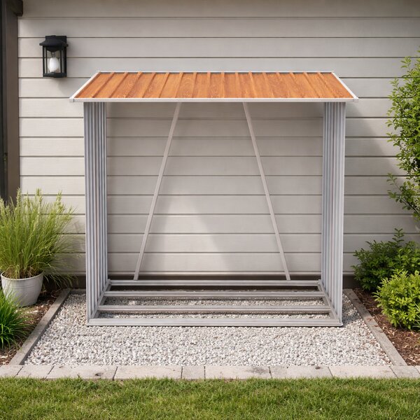 Zahradní dřevník BestBerg BBSH-F002W / 1,8 m²/ 217 x 83 x 154 cm / dekor dřeva/hnědá