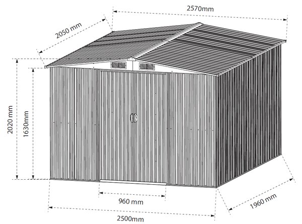 Zahradní domek BestBerg BBSH-608A / 5,3 m² / 205 x 257 x 202 cm / antracit/bílá