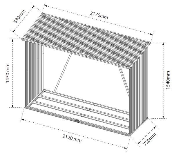 Zahradní dřevník BestBerg BBSH-F002W / 1,8 m²/ 217 x 83 x 154 cm / dekor dřeva/hnědá