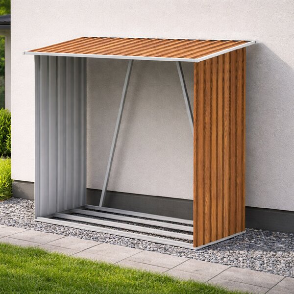 Zahradní dřevník BestBerg BBSH-F002W / 1,8 m²/ 217 x 83 x 154 cm / dekor dřeva/hnědá