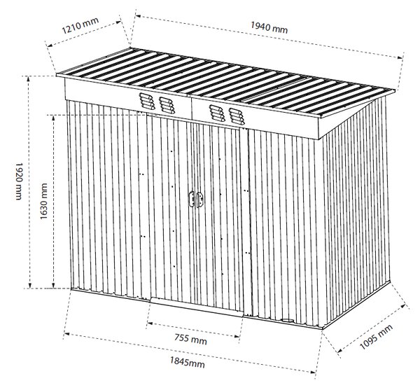 Zahradní domek BestBerg BBSH-406A / 2,25 m² / 121 x 194 x 192 cm / antracit/bílá