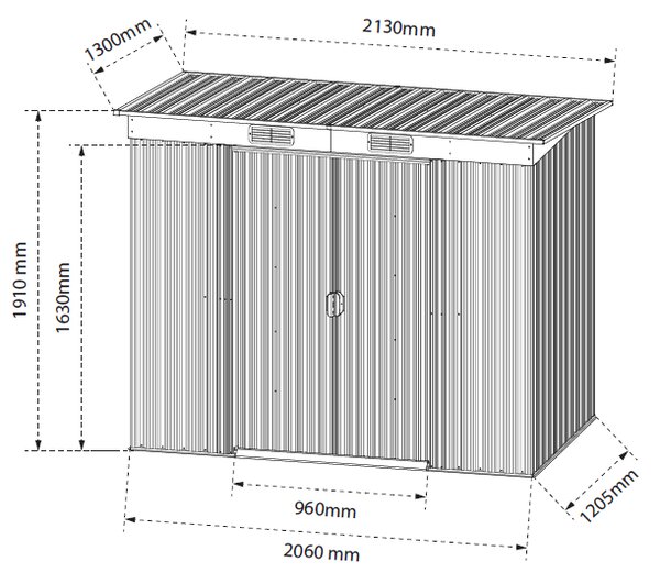 Zahradní domek BestBerg BBSH-407A / 2,8 m² / 130 x 213 x 191 cm / antracit/bílá
